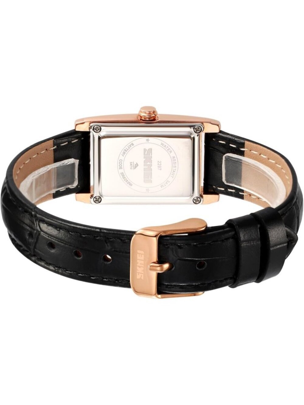 Women's Black Rose Gold Analog Ultra-Thin Rectangle Vintage Square Wrist Watch - Picture 6 of 6